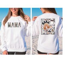 retro halloween mama sweatshirt, halloween back and front mama hoodie, cute mama shirt, groovy halloween, mama gift shir