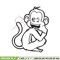 Monkey black white embroidery design, Monkey embroidery, Embroidery file, Embroidery shirt, Emb design, Digital download.jpg
