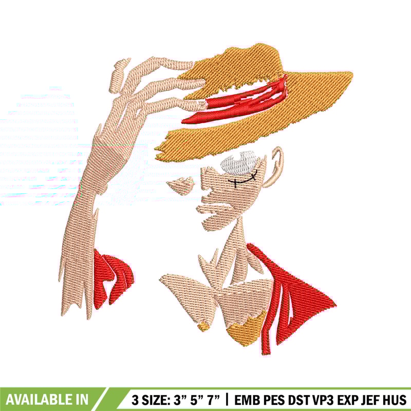 Monkey D. Luffy embroidery design, One Piece embroidery, embroidery file, anime design, anime shirt, Digital download.jpg