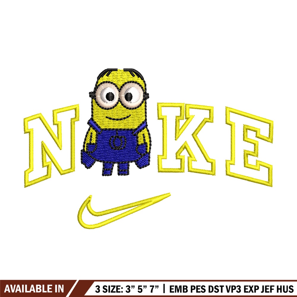 Minion x nike embroidery design, Minion embroidery, Embroidery file, Embroidery shirt, Nike design, Digital download.jpg