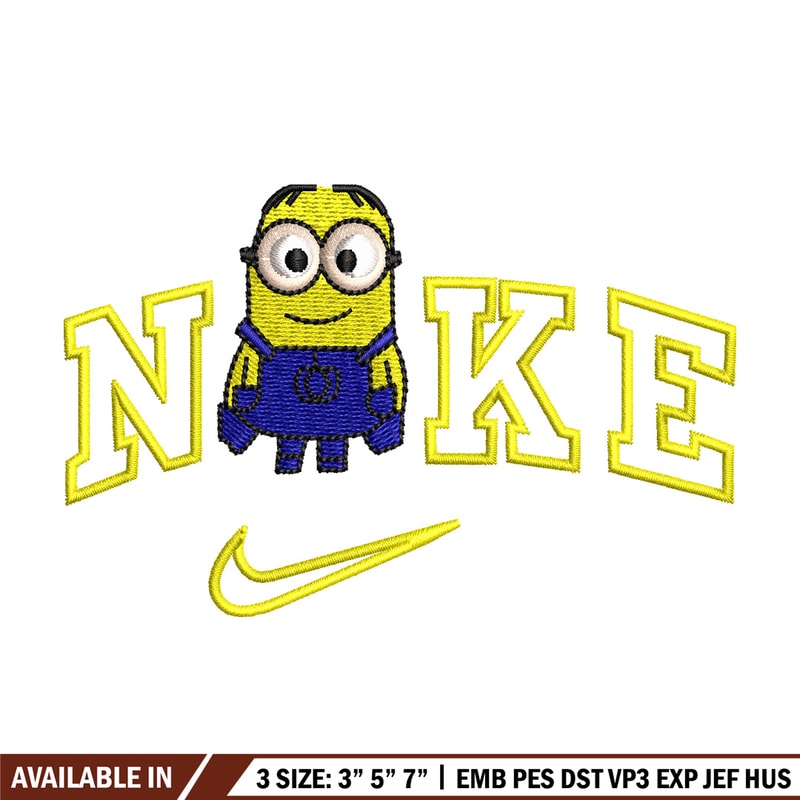 Minion x nike embroidery design, Minion embroidery, Embroidery file, Embroidery shirt, Nike design, Digital download.jpg