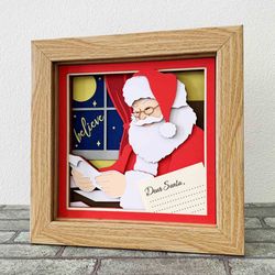 Santa Reading Letters Shadow Box SVG/ Christmas Card Santa/ Christmas Wish Layer Cardstock/ For Cricut/ For Silhouette