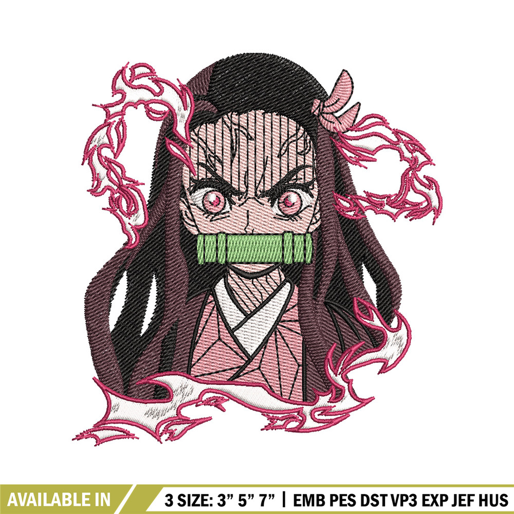 Nezuko angry embroidery design, Neuzko embroidery, Anime design, Embroidery shirt, Embroidery file, Digital download.jpg