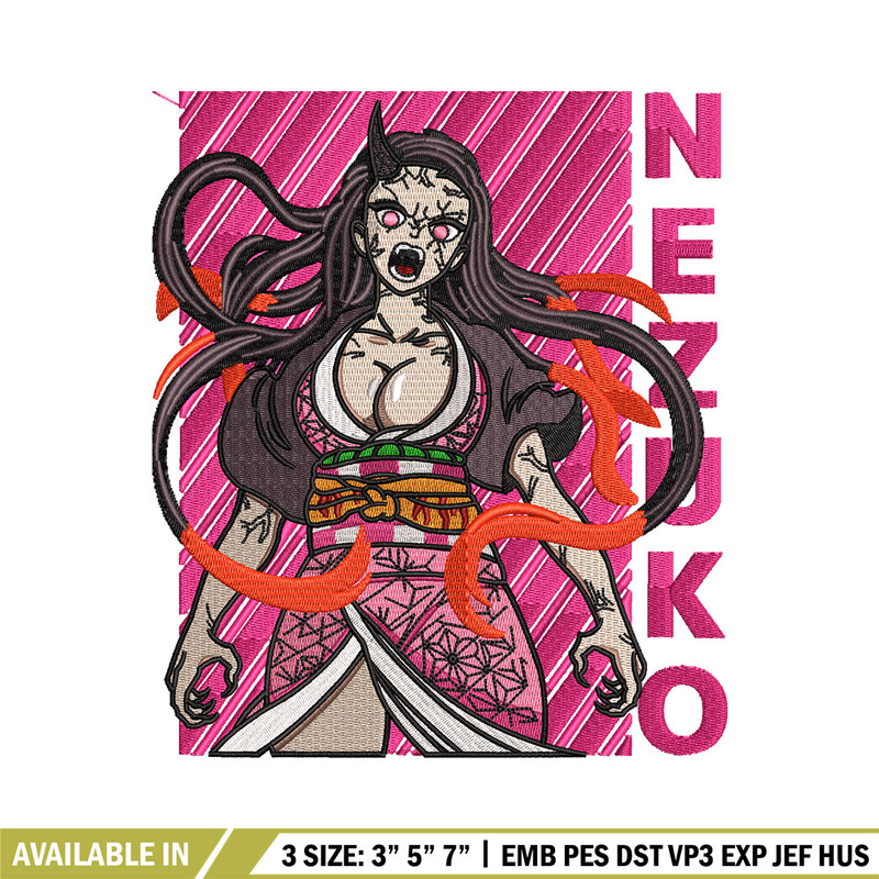 Nezuko demon embroidery design, Nezuko embroidery, Anime design, Embroidery shirt, Embroidery file, Digital download.jpg
