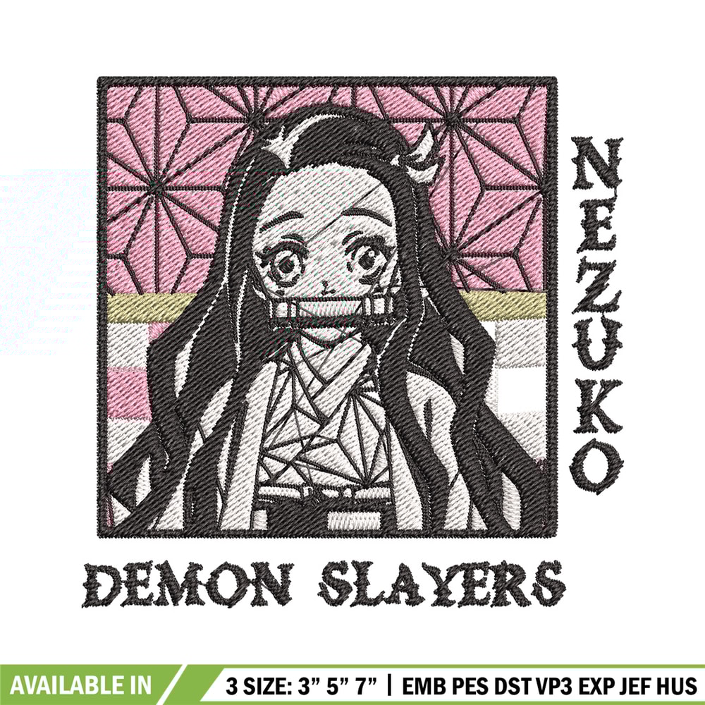 Nezuko frame embroidery design, Nezuko embroidery, Embroidery shirt, Embroidery file, Anime design, Digital download.jpg