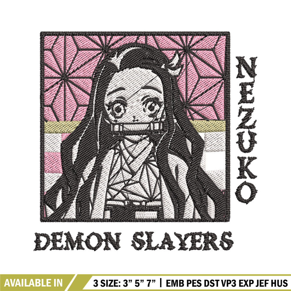 Nezuko frame embroidery design, Nezuko embroidery, Embroidery shirt, Embroidery file, Anime design, Digital download.jpg