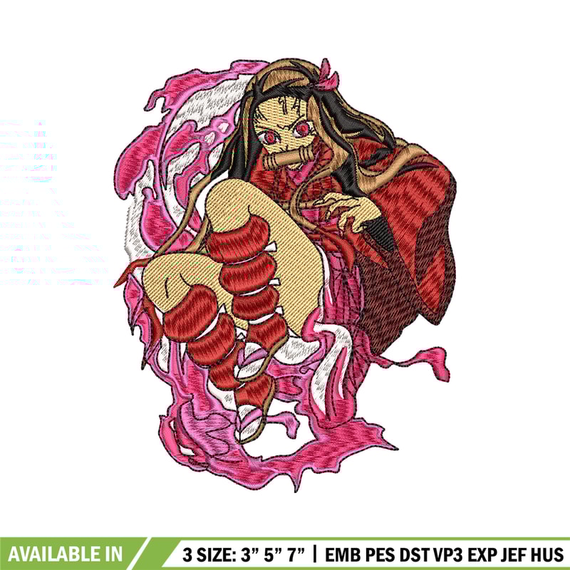 Nezuko power embroidery design, Kimetsu no Yaiba embroidery, embroidery file, anime design, Digital download.jpg