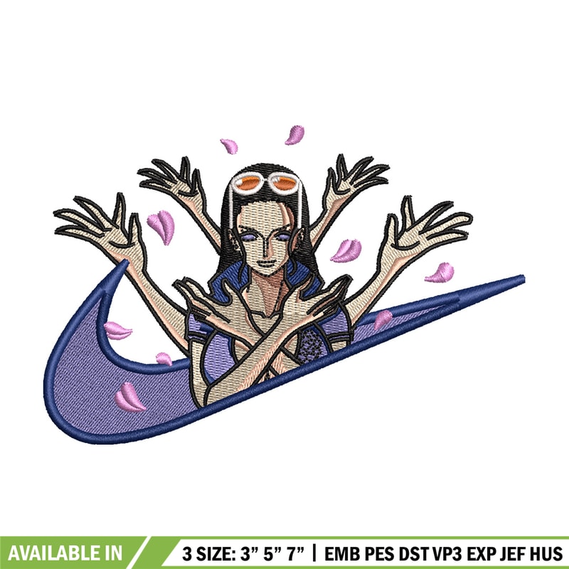 Nico robin embroidery design, One piece embroidery, Nike design, Embroidery shirt, Embroidery file, Digital download.jpg