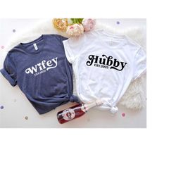wifey and hubby shirt, wedding shirt, matching couple shirt, honeymoon shirt, wedding gift shirt, wife and hubby shirt,
