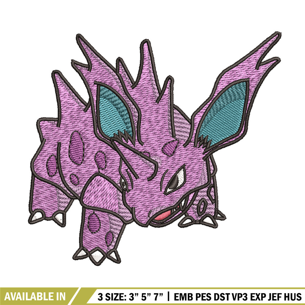 Nidorino embroidery design, Pokemon embroidery, Anime design, Embroidery shirt, Embroidery file, Digital download.jpg