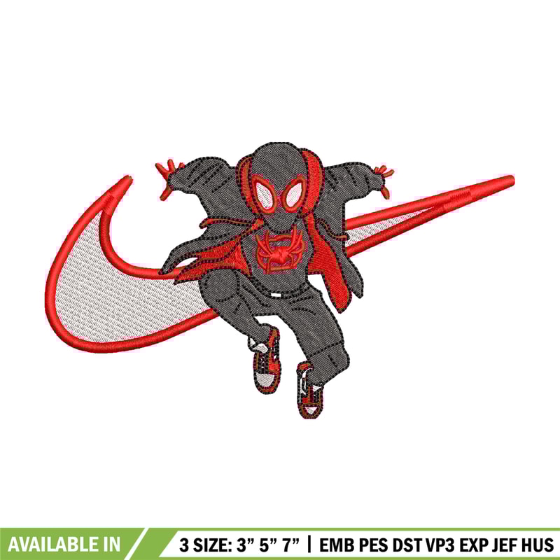 Nike Black Spiderman embroidery design, Black Spiderman embroidery, Nike design, movie design, Digital download.jpg