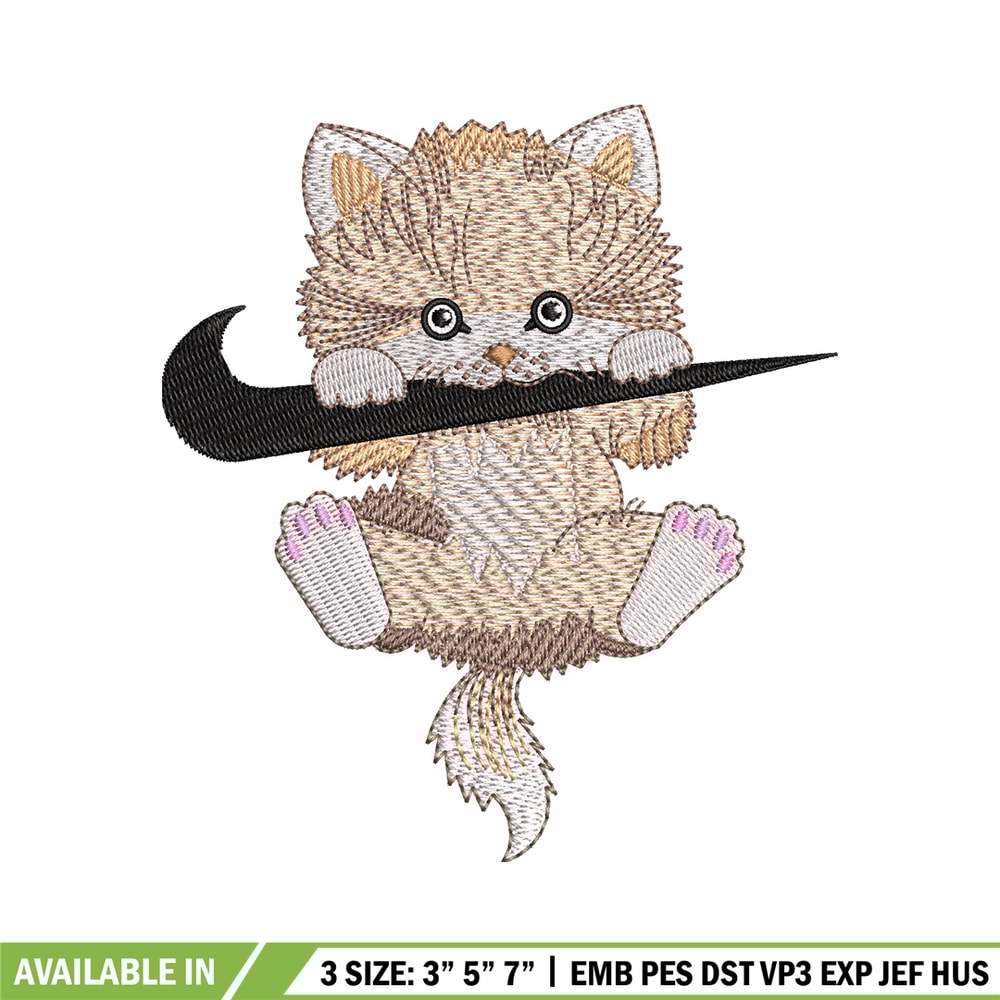 Nike cat cute embroidery design, Cat embroidery, Nike design, Embroidery shirt, Embroidery file, Digital download.jpg