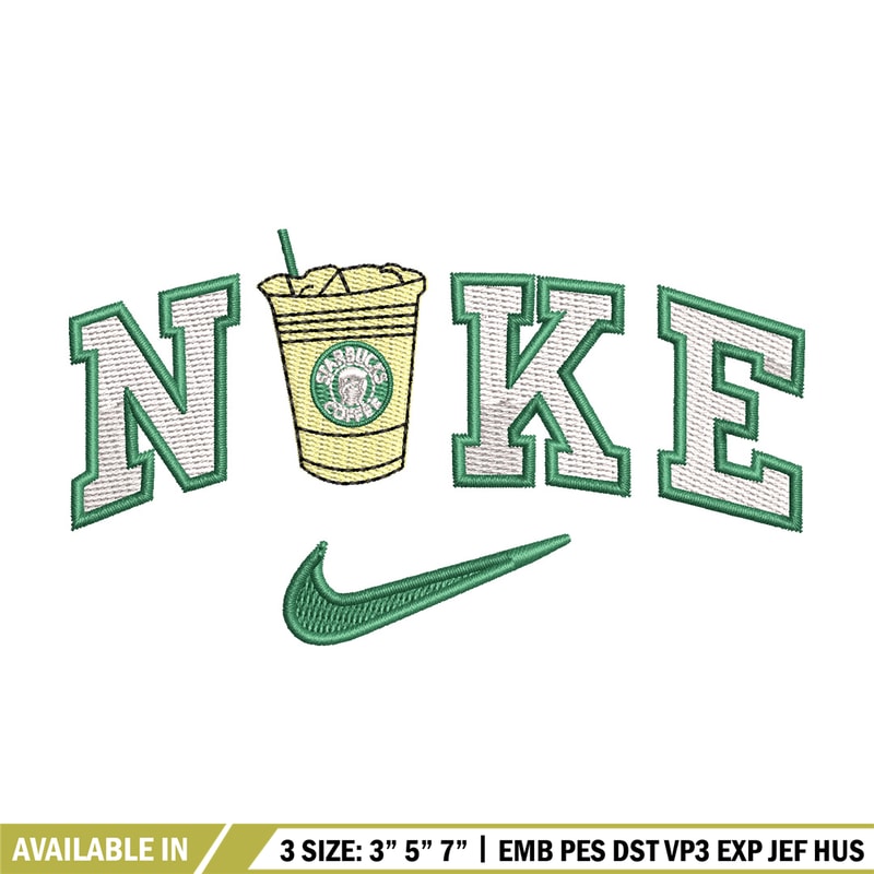 Nike coffee embroidery design, Starbuck embroidery, Nike design, Embroidery shirt, Embroidery file,Digital download.jpg