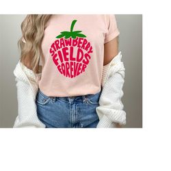 strawberry fields forever shirt, retro style strawberry fields t-shirt, hippie t-shirt, 70's rock shirt, classic rock mu