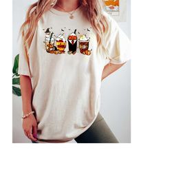 latte coffee halloween witch school shirt, pumpkin spice shirt, cute halloween crewneck, witch shirt, spooky season shir
