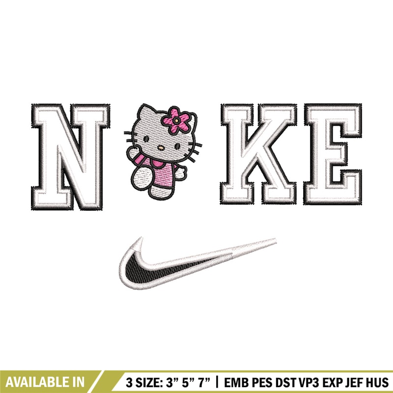 Nike kitty embroidery design, Hello kitty embroidery, Emb design, Embroidery shirt, Embroidery file, Digital download.jpg