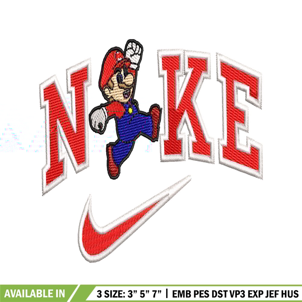 Nike Mario embroidery design, Nike Mario embroidery, Nike design, embroidery file, Logo shirt, Digital download.jpg