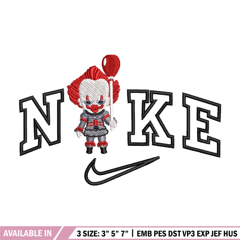 Nike pennywise embroidery design, Horror embroidery, Nike design, Embroidery shirt, Embroidery file, Digital download.jpg