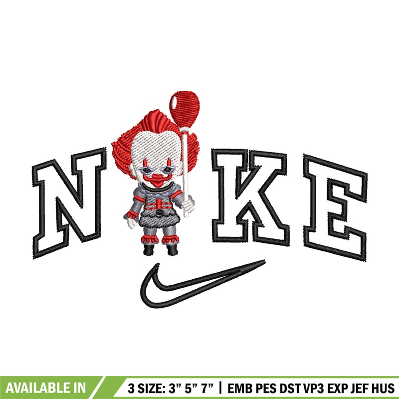 Nike pennywise embroidery design, Horror embroidery, Nike design, Embroidery shirt, Embroidery file, Digital download.jpg