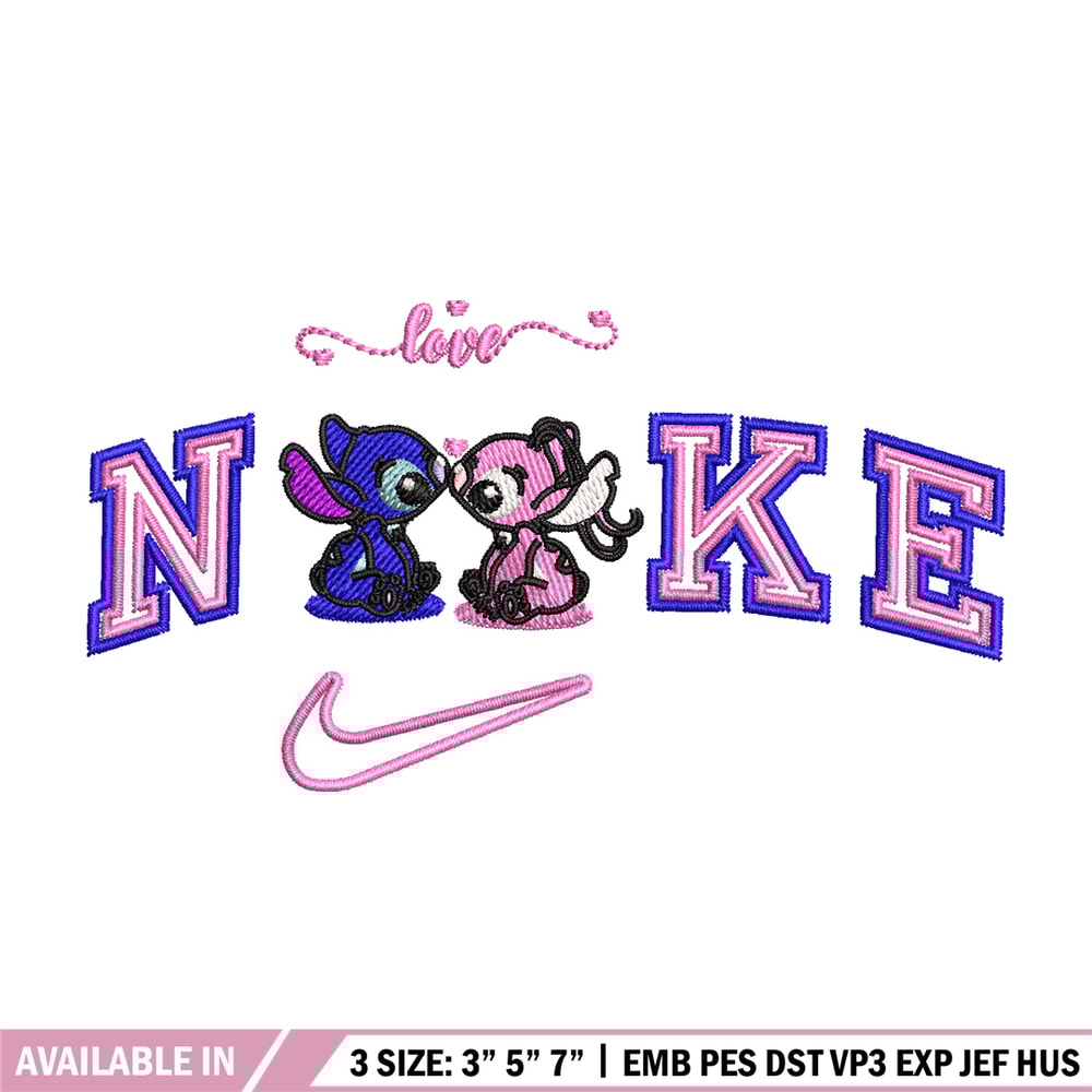 Nike stitch couple embroidery design, Stitch embroidery, Nike design, Embroidery file,Embroidery shirt, Digital download.jpg