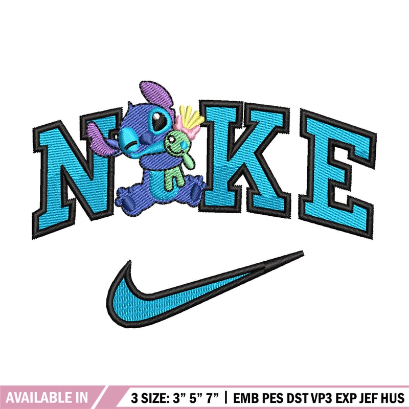 Nike stitch cute embroidery design, Stitch embroidery, Nike design, Embroidery shirt, Embroidery file, Digital download.jpg