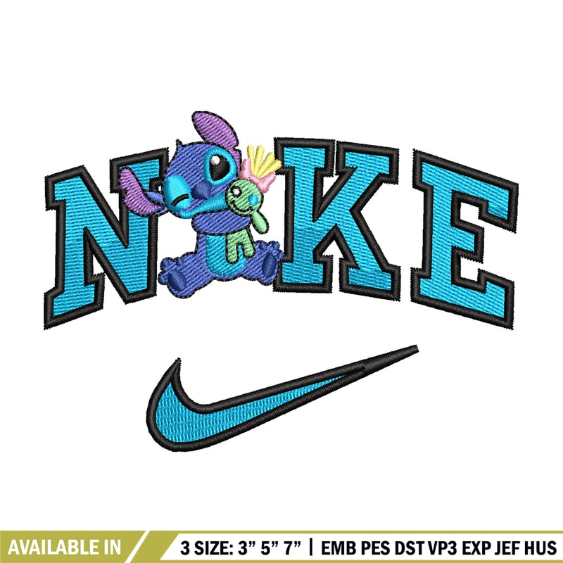 Nike stitch cute embroidery design, Stitch embroidery, Nike design, Embroidery shirt, Embroidery file, Digital download.jpg