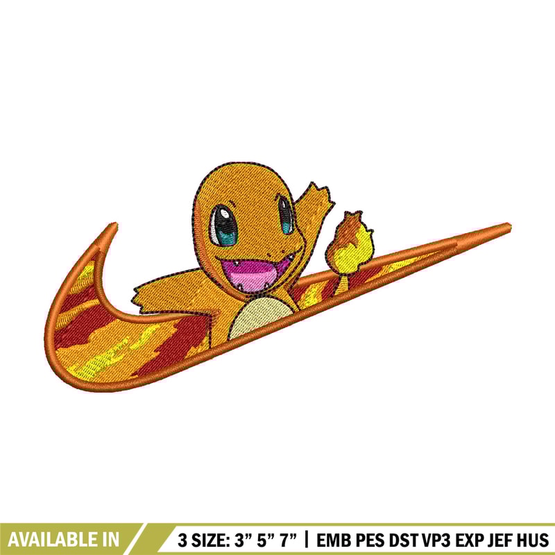 Nike x Charmander embroidery design, Pokemon embroidery,Nike design, Embroidery shirt, Embroidery file, Digital download.jpg