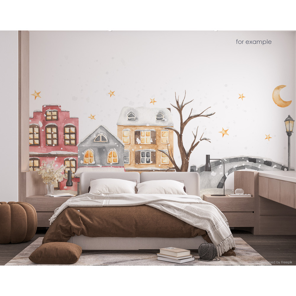 4 Winter city watercolor seamless borders.jpg