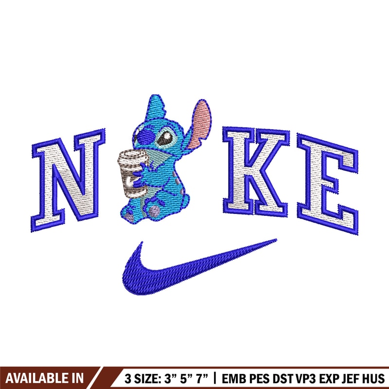 Nike stitch coffee embroidery design, Stitch embroidery, Nike design,Embroidery shirt, Embroidery file, Digital download.jpg