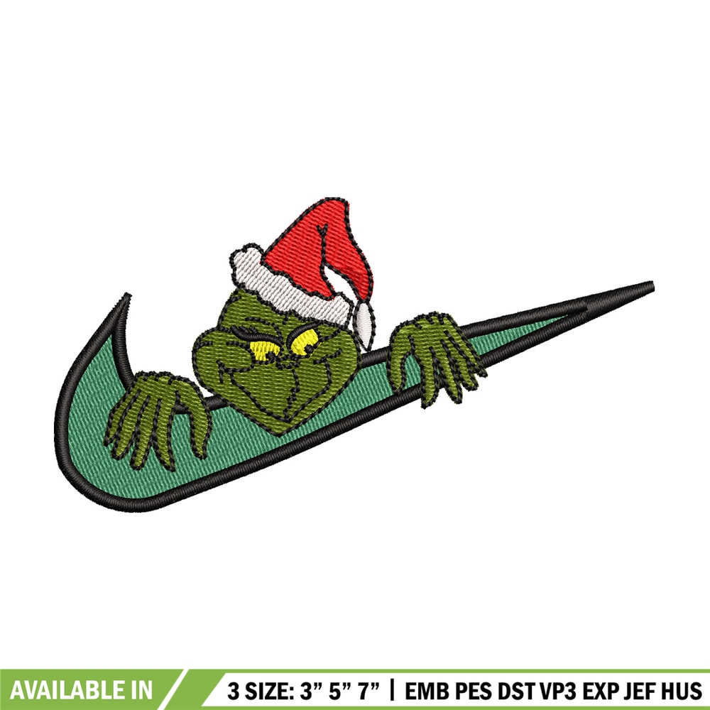 Nike x grinch embroidery design, Chrismas embroidery, Nike design, Embroidery shirt, Embroidery file,Digital download.jpg