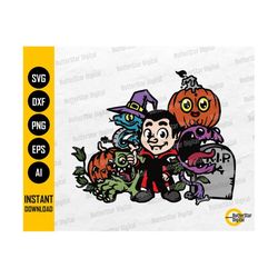 Cute Halloween Monsters PNG | Spooky Kids T-Shirt Graphics Design | Cricut Cut File Silhouette Printables Clip Art Vecto