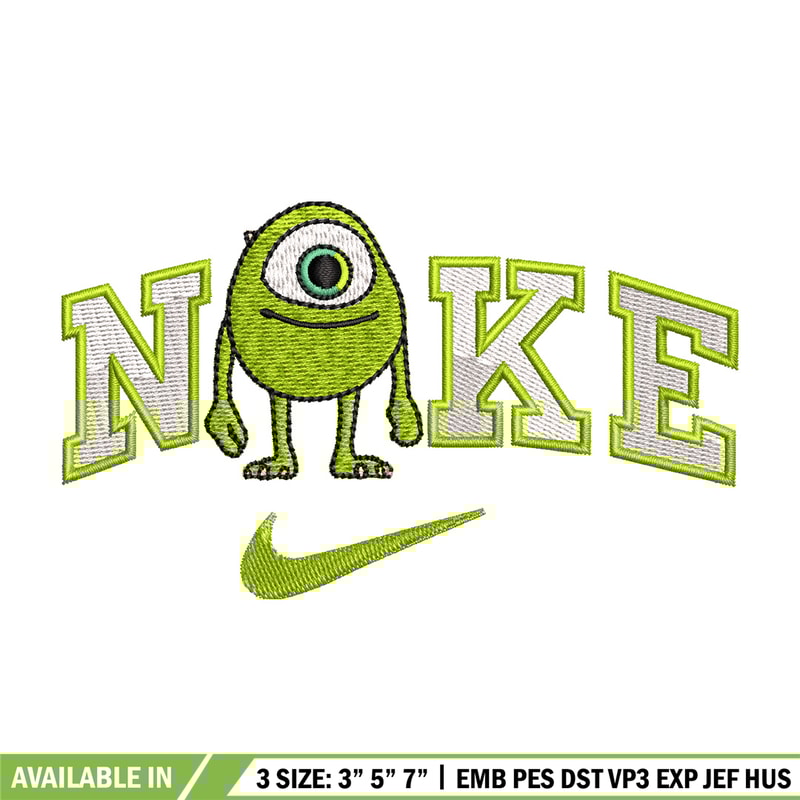 Nike x mike embroidery design, Disney monster embroidery, Nike design,Embroidery file,Embroidery shirt,Digital download.jpg