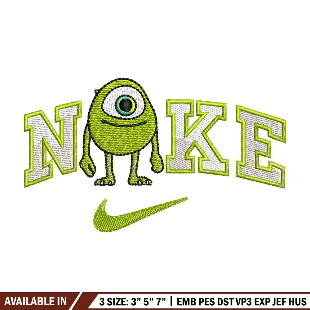 Nike x mike embroidery design, Disney monster embroidery, Nike design,Embroidery file,Embroidery shirt,Digital download.jpg