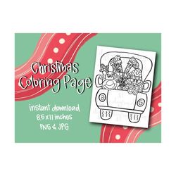 Christmas Coloring Page | Digital Download | Hand Drawn Coloring Page | Group Activity | Coloring Shirt Design | Truck |