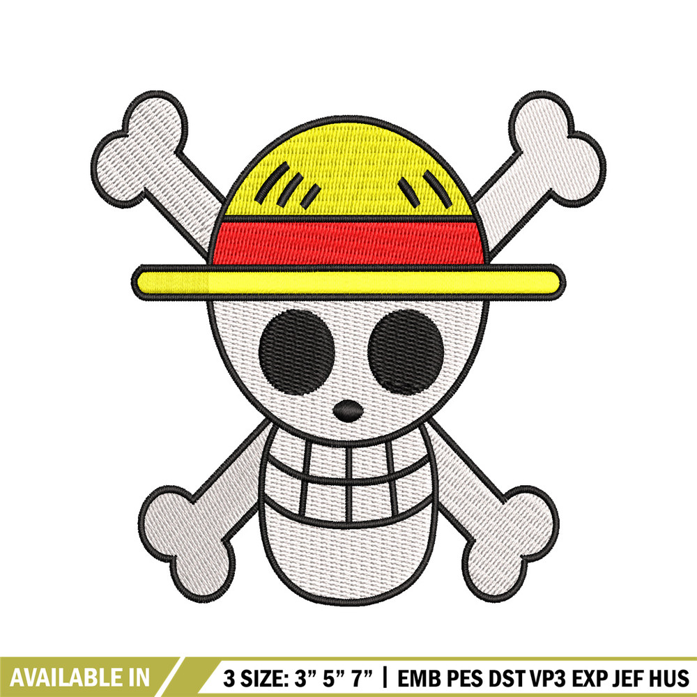 One piece Luffy Logo embroidery design, One piece embroidery, anime design, embroidery file, Digital download..jpg