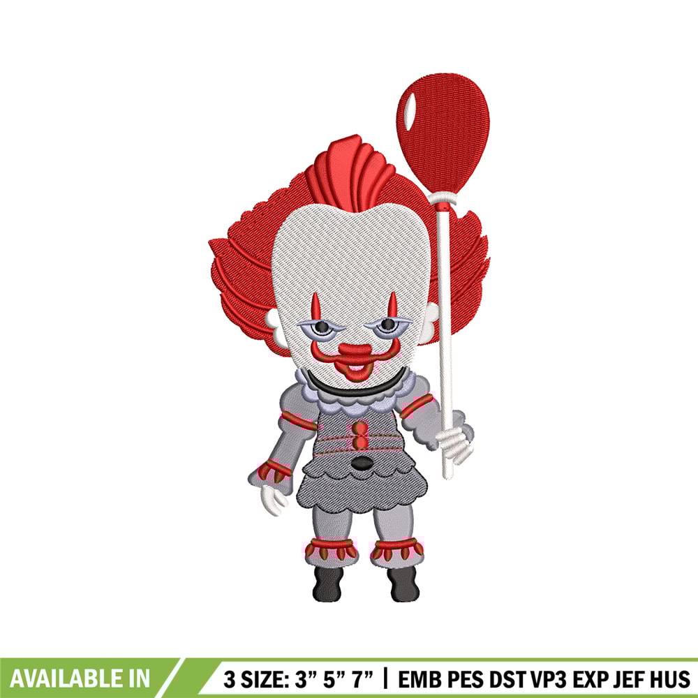 Pennywise chibi embroidery design, Horror embroidery, Embroidery file,Embroidery shirt, Emb design, Digital download.jpg