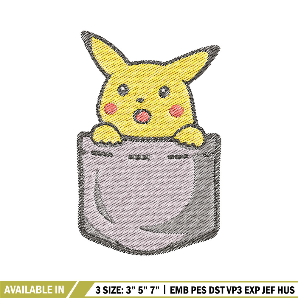 Pikachu bag embroidery design, Pokemon embroidery, Anime design, Embroidery file, Digital download, Embroidery shirt.jpg
