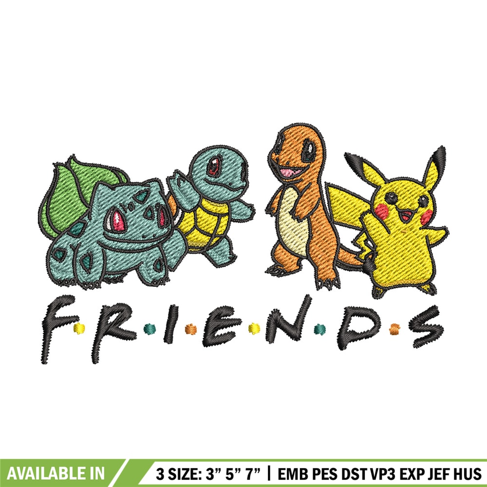 Pikachu friends embroidery design, Pokemon embroidery, Anime design, Embroidery file, Digital download, Embroidery shirt.jpg