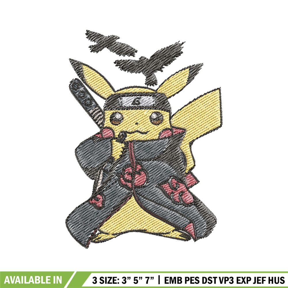 Pikachu itachi embroidery design, Pokemon embroidery, Anime design, Embroidery file, Digital download, Embroidery shirt.jpg