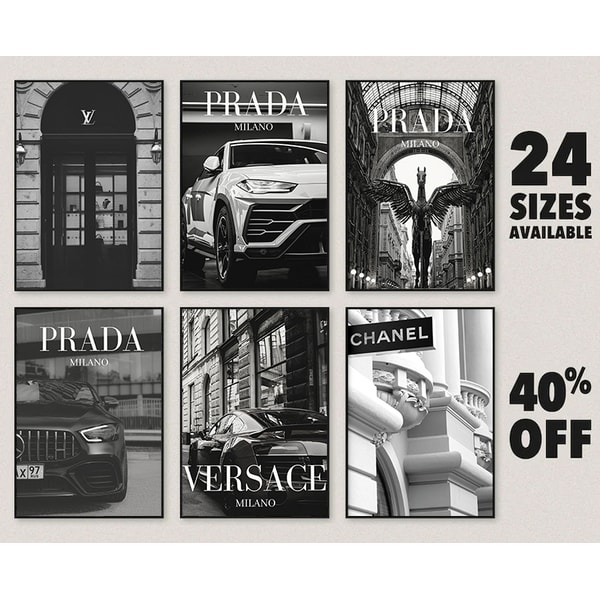 set of 3 prints | digital download – luxe poster co... Bundle Luxury Brands Digital Poster, Trendy Printable With L | Inspire ...
