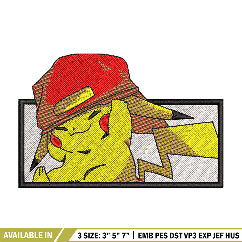 Pikachu wear a hat embroidery design, Pokemon embroidery, embroidery file, anime design, anime shirt, Digital download.jpg