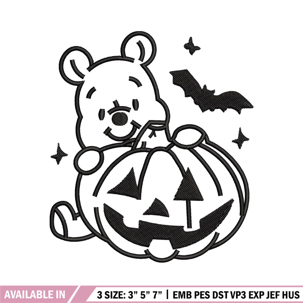 Pooh pumpkin embroidery design, Halloween embroidery, Embroidery file, Embroidery shirt, Emb design, Digital download.jpg