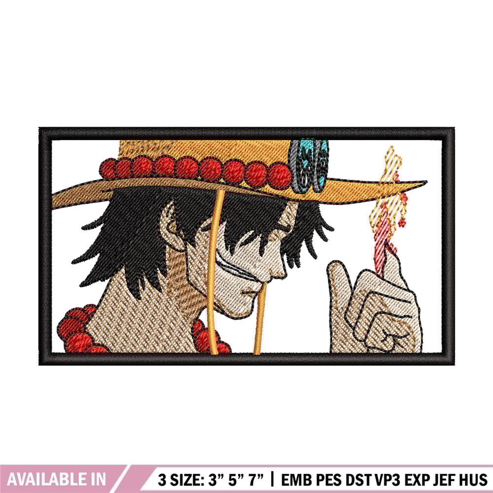 Portgas d ace embroidery design, One piece embroidery, Embroidery shirt, Embroidery file, Anime design, Digital download.jpg