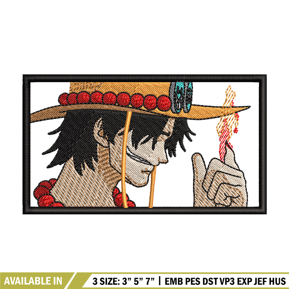 Portgas d ace embroidery design, One piece embroidery, Embroidery shirt, Embroidery file, Anime design, Digital download.jpg