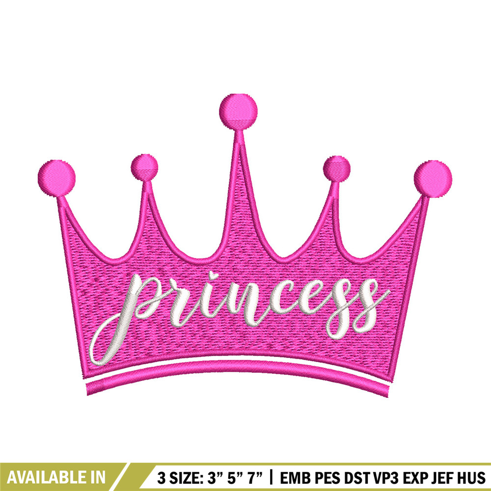Princess crown embroidery design, Princess embroidery, Emb design, Embroidery shirt, Embroidery file, Digital download.jpg