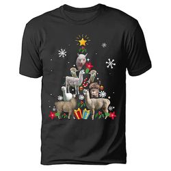 funny llama christmas tree shirt , llama christmas tree shirt, merry christmas santa hat reindeer llama shirt - a1105