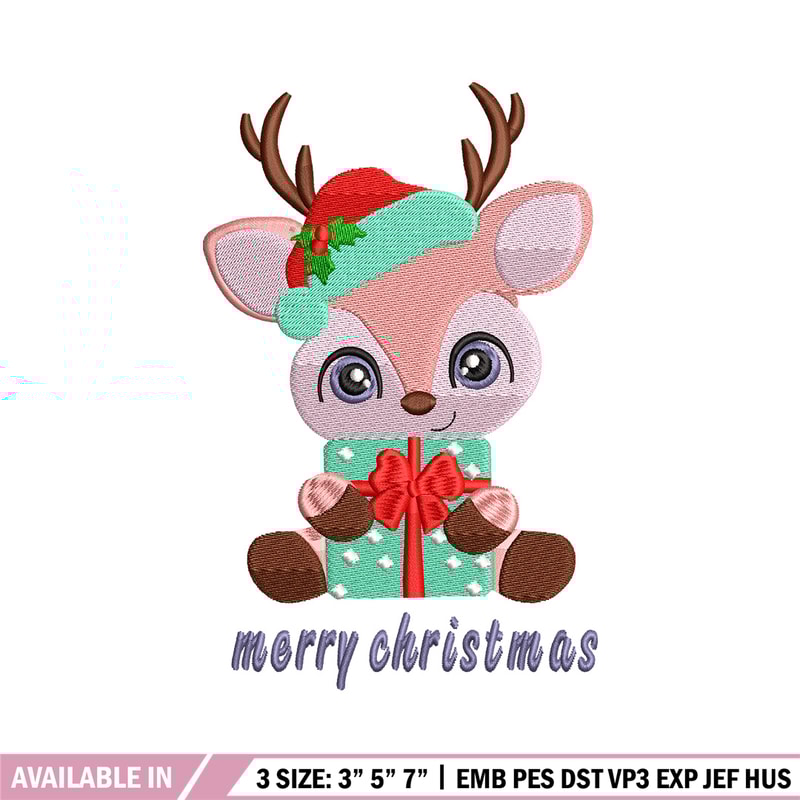 Reindeer chibi embroidery design, Chrismas embroidery, Embroidery file, Embroidery shirt, Emb design,Digital download.jpg