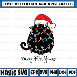 black cat merry fluffmas svg, cat christmas light svg, merry catmas christmas svg, cat lover svg, xmas cat svg png