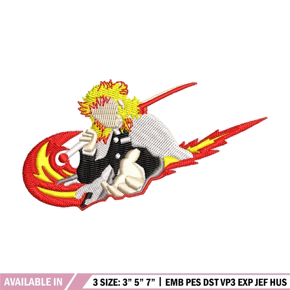 Rengoku Nike fire embroidery design, Kimetsu no Yaiba embroidery, embroidery file, anime design, Digital download.jpg