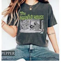 the haunted house mickey comfort colors tee, disneyland, disney halloween shirt, fall vibes shirt, tis the season shirt,